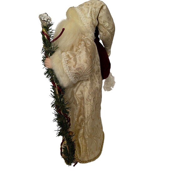 Christmas Santa Claus Doll 16” tall Gold & White Standing Presents Tree Topper - Picture 7 of 12